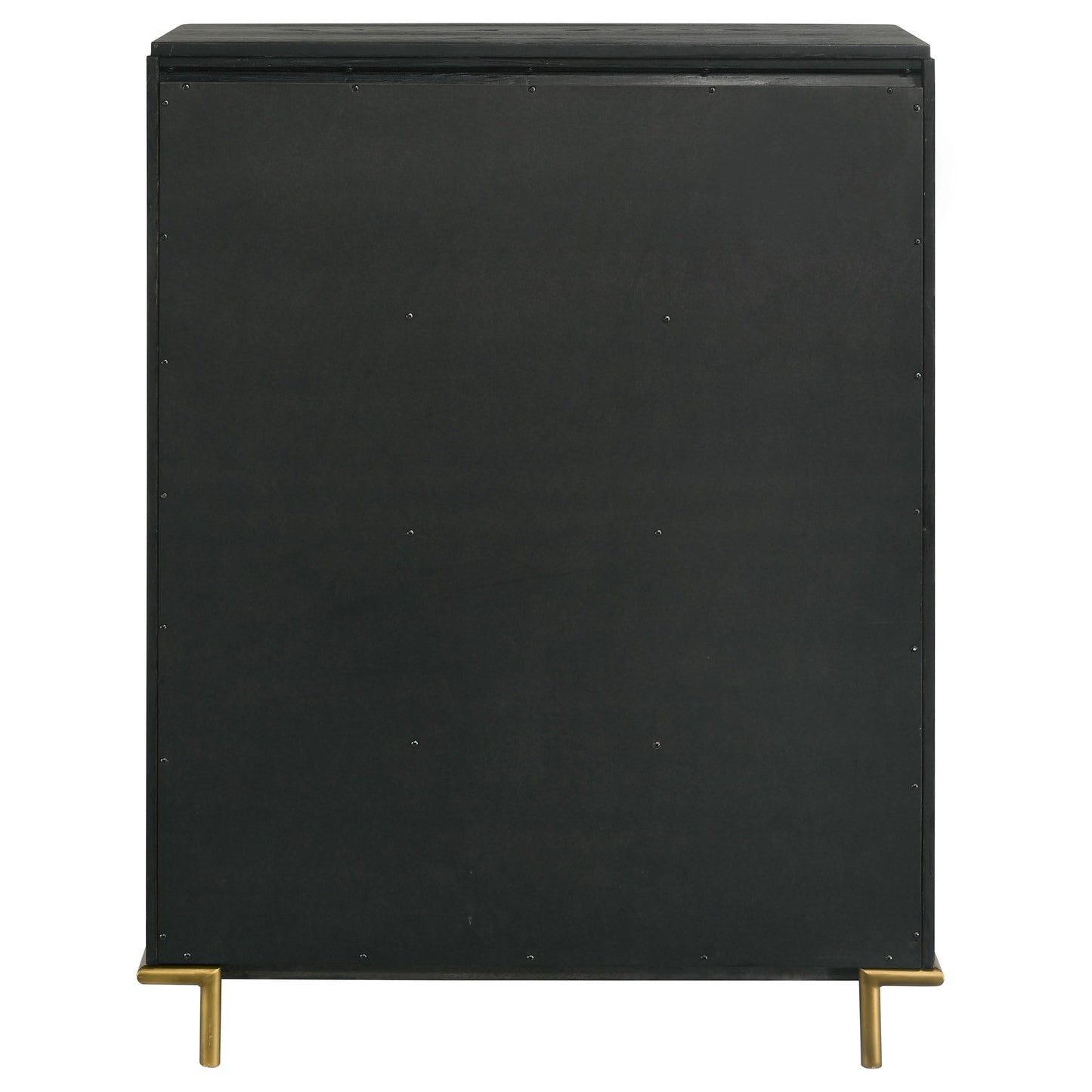 Coaster Home Furnishings - Arini - Wood - 5-Drawer Chest with Rounded Corners, Gold Knobs, Hidden Drawer and Wire-Brushed Finish - Coastal - Bedroom - Black - 224335