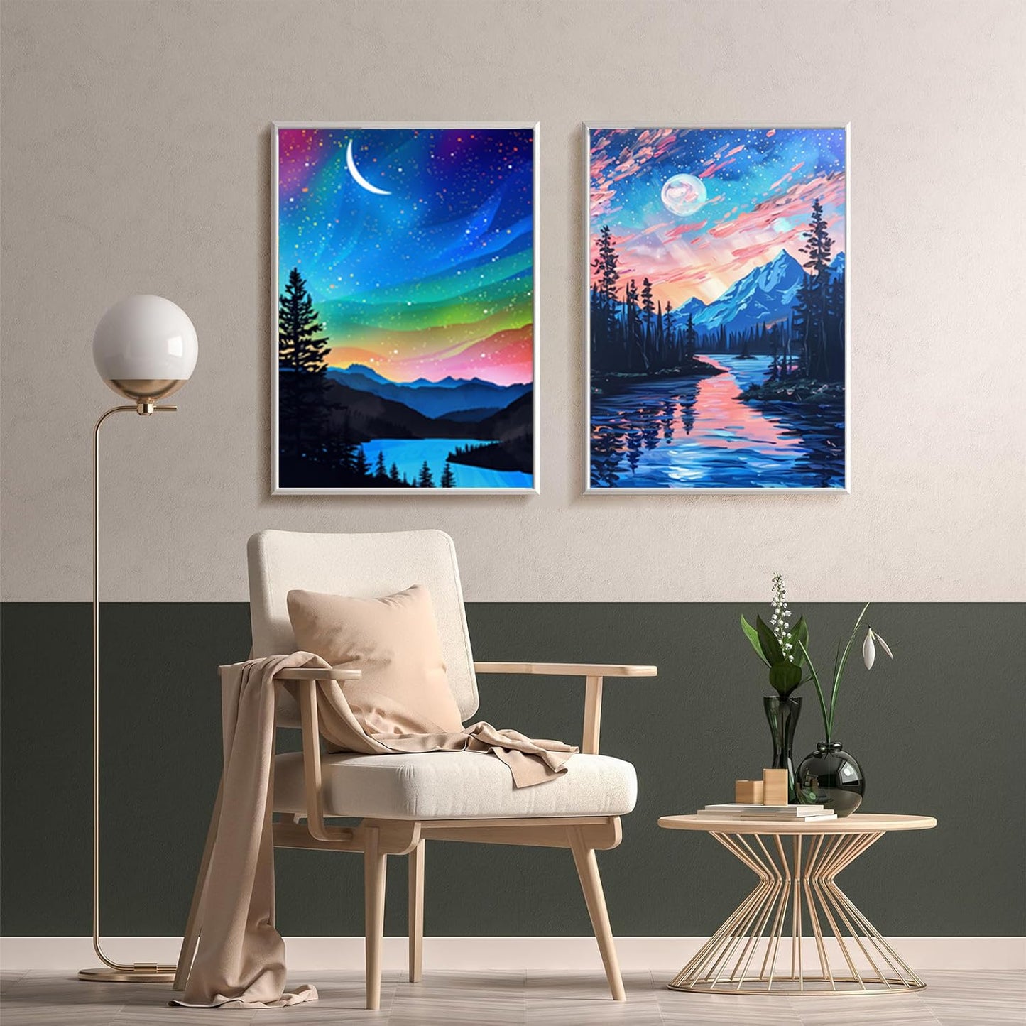 EWJRNSF 5D Diamond Painting Kits for Adults Beginners, Diamond Arts Kits Diamond Art Sets,Gem Painting Arts & Crafts Home Wall Decoration 11.8x15.7 Inches 2 Pack Moonlight