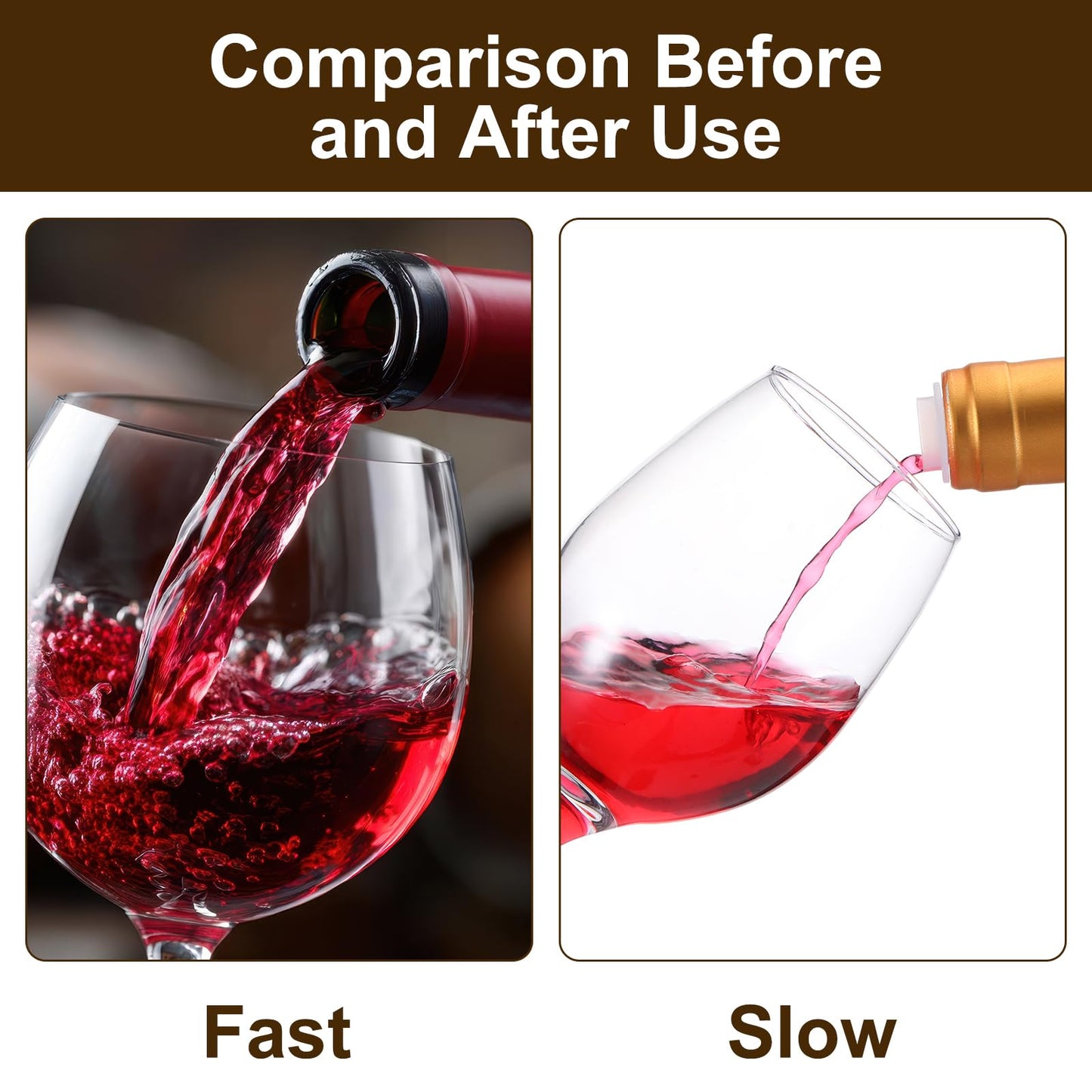 e essco for you Slow Wine Pourer Spout for Corked Bottles Valentine's Day Pour and Seal Plastic Wine Pourers with Lid for Storing Precise Pouring Valentine's Day Restaurant Supplies(Black,48 Pcs)