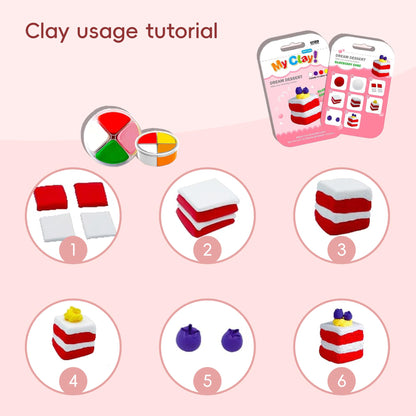 Air Dry Clay for Kids Dream Dessert Designs, Ultra Soft Safe Non-Sticky Clay Set, Play Doh Alternative Polymer Clay Kit, DIY Modeling Clay for School Projects & Party Favors, Clay for Kids Ages 4-12