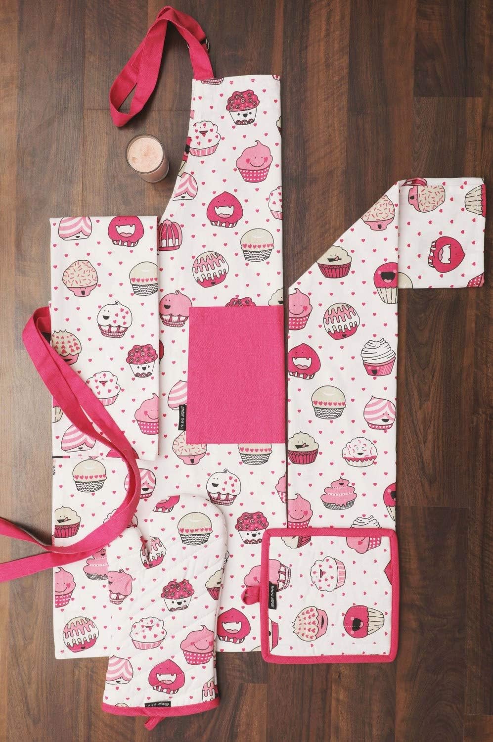 AMOUR INFINI Pot Holders and Oven Mitt Set, Heat Resistant Non-Slip, 1 Oven Mitt & 1 Pot Holder
