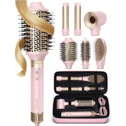 ELLA BELLA® 6 in 1 Professional Hot Air Styler • Powerful Hair Dryer & Straightener Set • Styling Without Heat Damage • Fast Drying Curling Volumizing Straightening • Includes Protective Travel Case