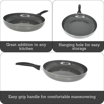 IMUSA 12-Inch Ceramic Nonstick Frying Pan – Large Gray Aluminum Skillet with Cool-Touch Handle, Ideal for Sautéing, Stir-Frying & Searing– Healthy Non-Stick Cookware for Home Kitchen