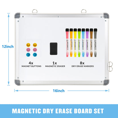 LUCYCAZ Weekly Dry Erase Board, 16" x 12" Magnetic Dry Erase Board for Wall, Hanging Double-Sided to Do List Whiteboard, Small Weekly Planning Board for School, Home, Office
