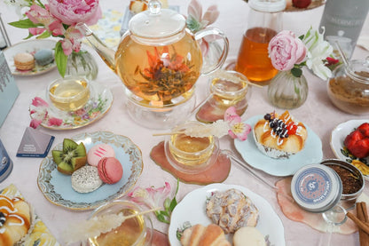 2 2-in-1 Teabloom Stovetop & Microwave Safe Glass Teapot with Removable Loose Tea Glass Infuser Includes Blooming Teas