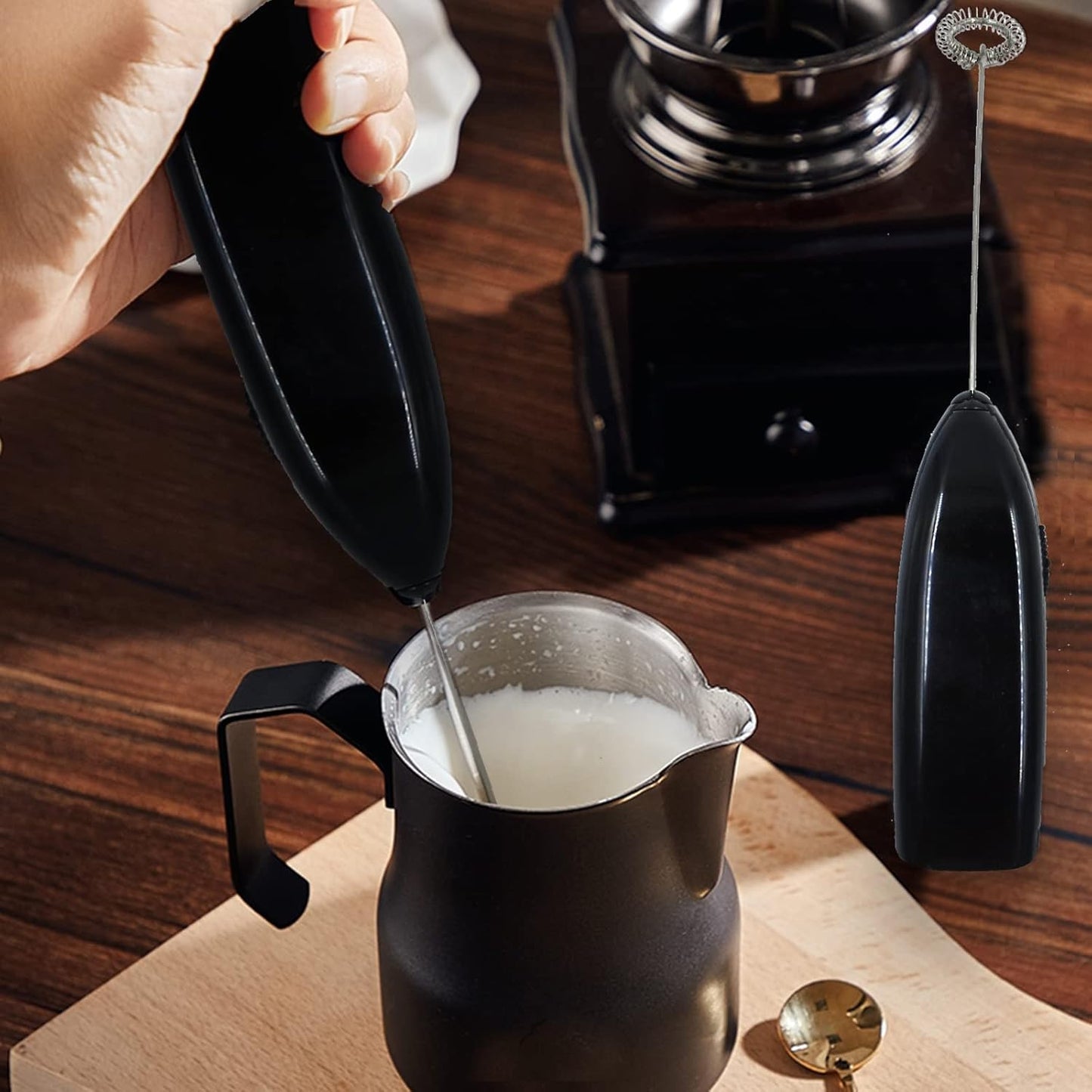 Milk Frother Handheld for Coffee, Electric Whisk Drink Mixer for Lattes, Cappuccino, Frappe, Matcha