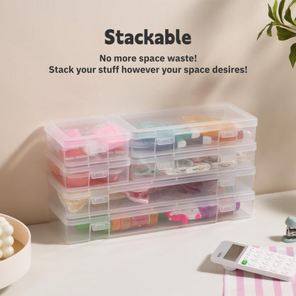 novelinks Plastic Clear Storage Containers for Organizing, Craft Storage Organizers and Stackable Storage Bins with Lids for Pencil Box, Bead, Cookie Cutter, Board Game (12 Pack Small)