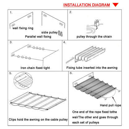 Wave Shade Sail Awning，Retractable Wave Shade Sails，Retractable Sun Shade Canopy Cover Sliding Wave Shade Sail for Pergola Patio Deck Yard Gazebo Outdoor(W1*L14m/W3.28*L45.93ft)