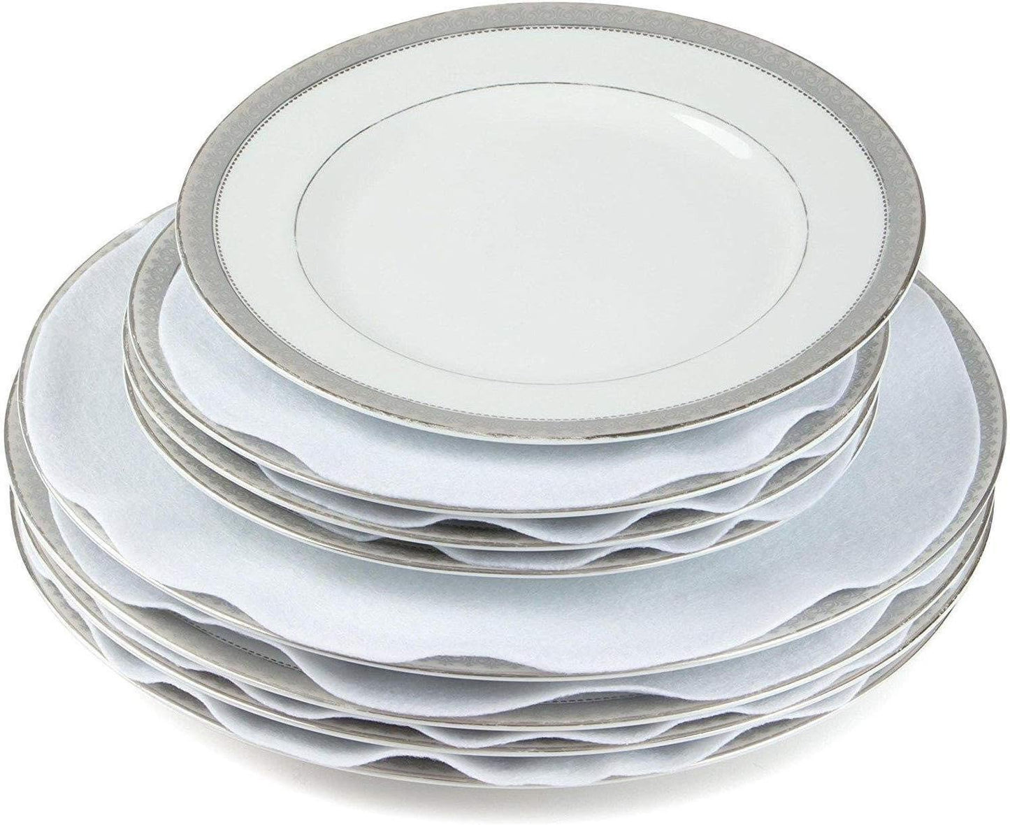 Felt Plate China Storage Dividers Dish Protectors (WHITE, 48 LARGE)