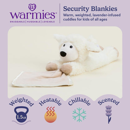 warmies Stuffed Animal Security Blankets for Babies, Sheep - Microwavable & Weighted Stuffed Animal Blanket for Baby Boys & Girls - Cute Soft Plush Toys with Child Safe Design for All Ages