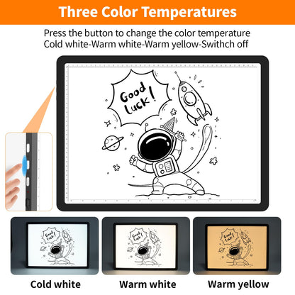 Elice Magnetic A3 Light Board with Bag for Diamond Painting, Tracing LED Light Box with Side Buttons, Super Bright Diamond Art Light Pad, Light Table for Drawing, Sketching, Weeding Vinyl - Black