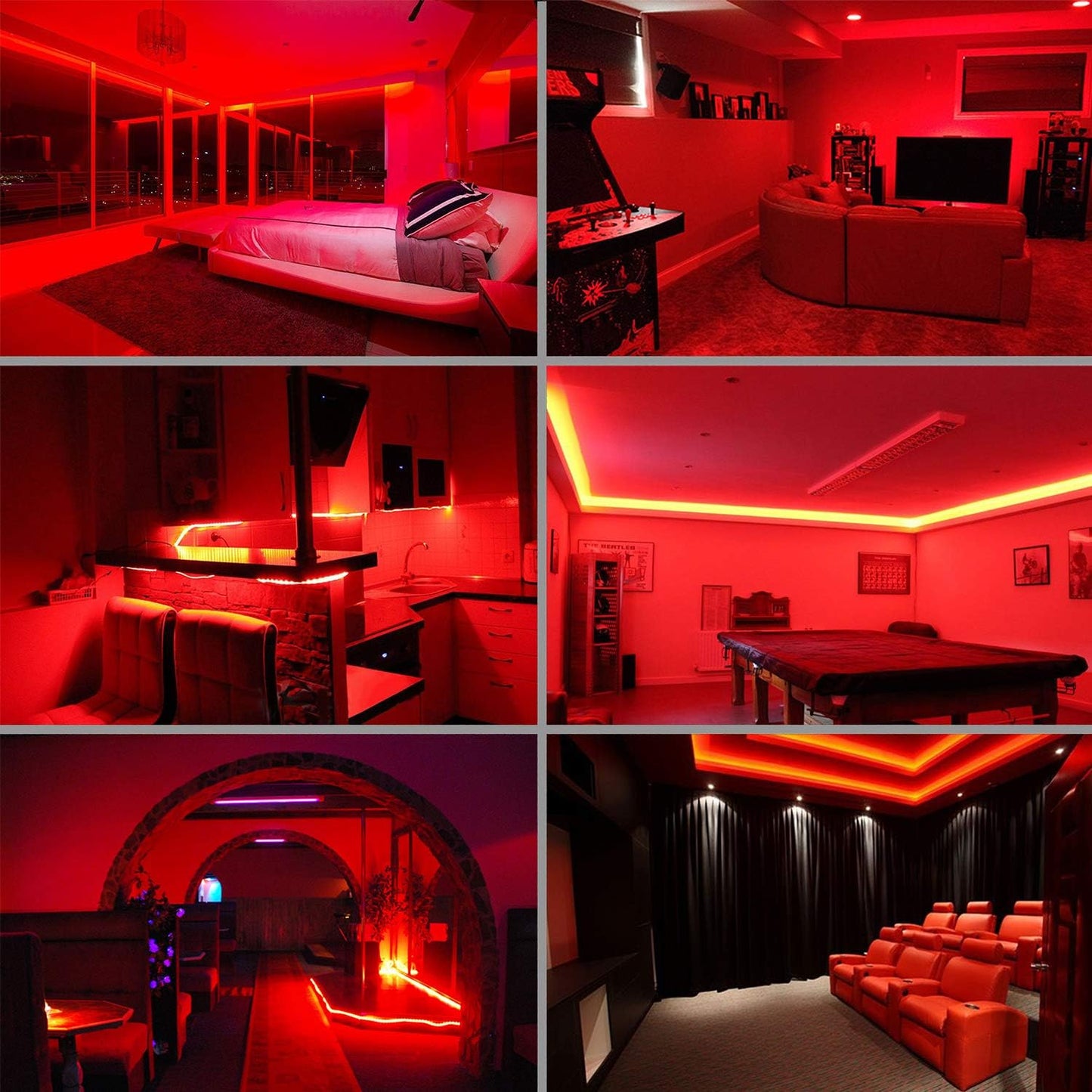 Areful 16ft 360 Red LED Lights, Rope Lights, Flexible and Connectable Strip Lighting, Waterproof for Indoor Outdoor