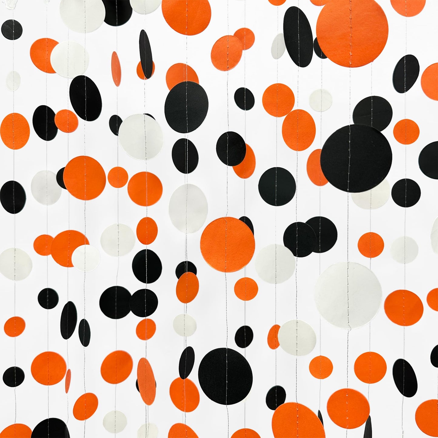 46Ft Orange Black Circle Dot Garland Black Orange and White Polka Dot Hanging Paper Streamer for Birthday Wedding Bridal Shower Baby Shower Fall Autumn Halloween Thanksgiving Party Decoration Supplies