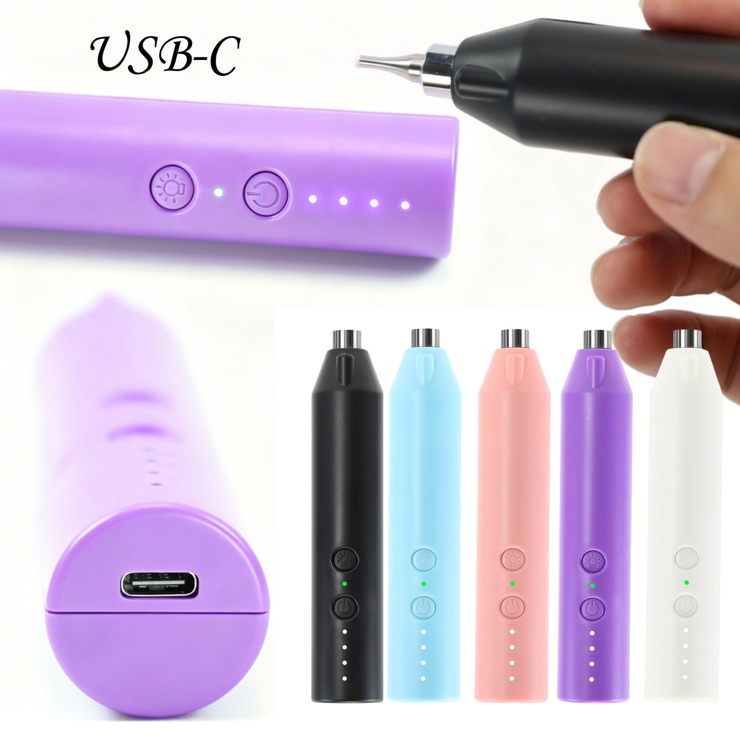 Electric Diamond Painting Pen with Light, Cordless Diamond Art Vacuum Pen no Wax Needed, Rechargeable Diamond Art Pen, Steel Screw Multi-placer, 3-Speed, Diamond Art Accessories with Cutter (Pink)