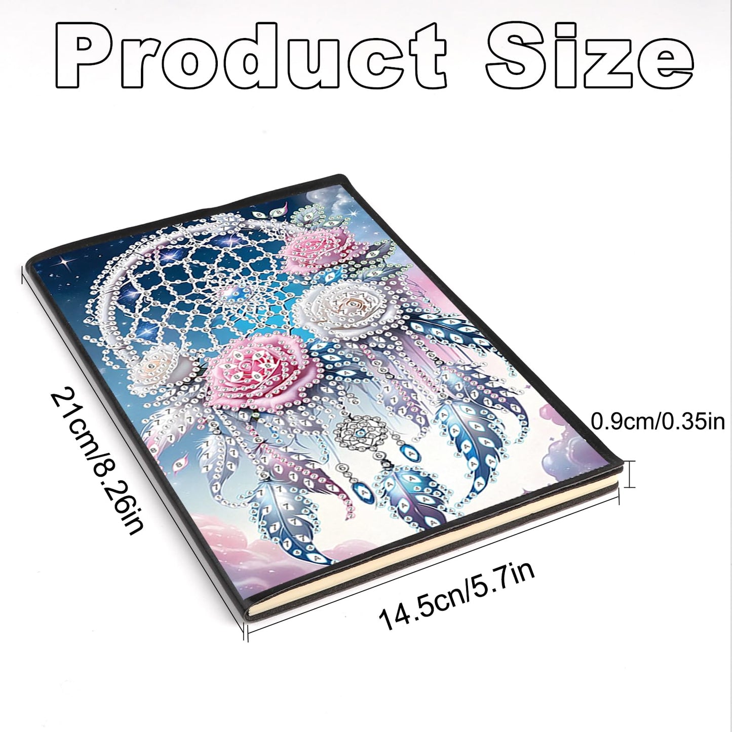 JZHYOAN Flower A5 Blank Diamond Art Composition Journaling Notebooks DIY Diamond Painting Notebook for Adults Gem Art Notepad Sketchbook Diary Mosaic Kits for Beginners Craft Lovers Gift Table Decor