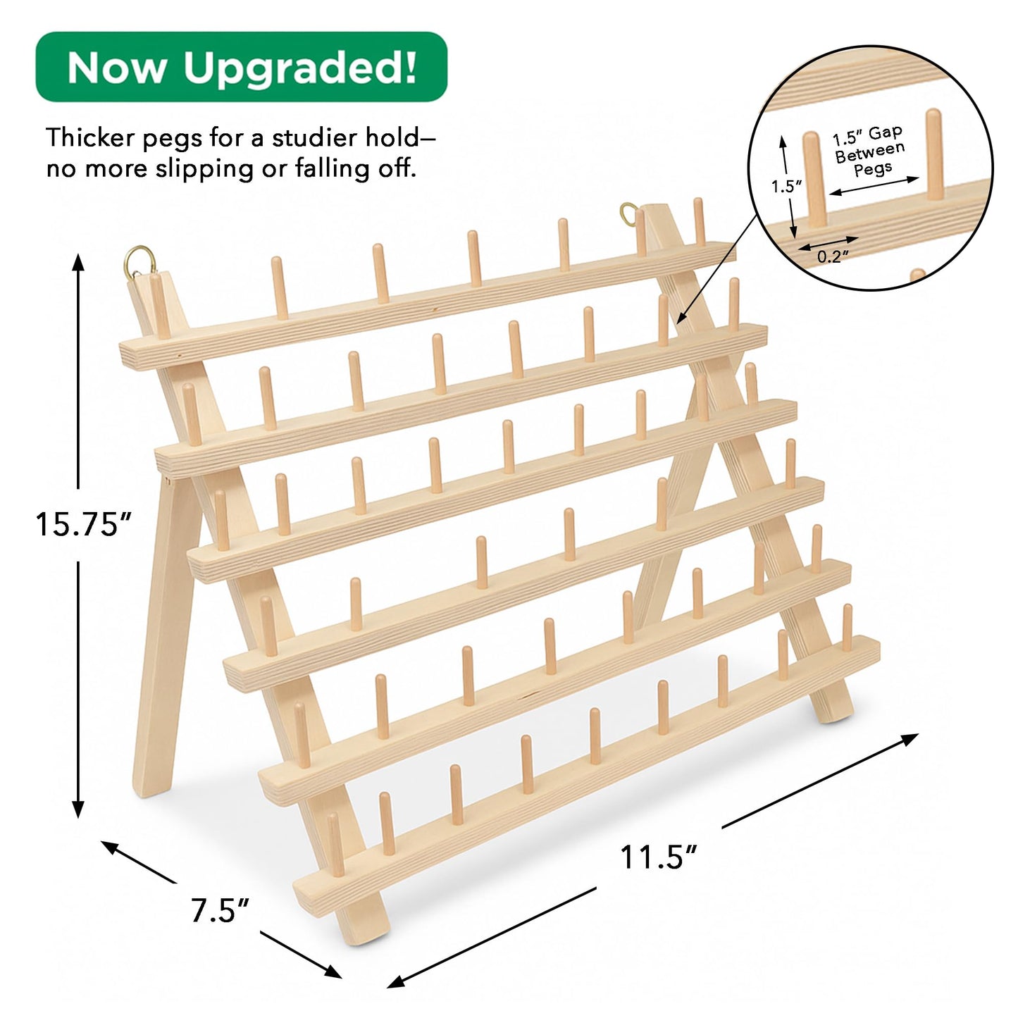Mandala Crafts Sewing Embroidery Thread Holders Thread Stands - 60-Spools Natural Thread Rack Organizer - Braiding Hair Rack Braiding Rack Stand for Hair Extension Divider