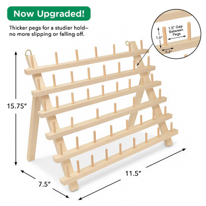 Mandala Crafts Sewing Embroidery Thread Holders Thread Stands - 60-Spools Natural Thread Rack Organizer - Braiding Hair Rack Braiding Rack Stand for Hair Extension Divider