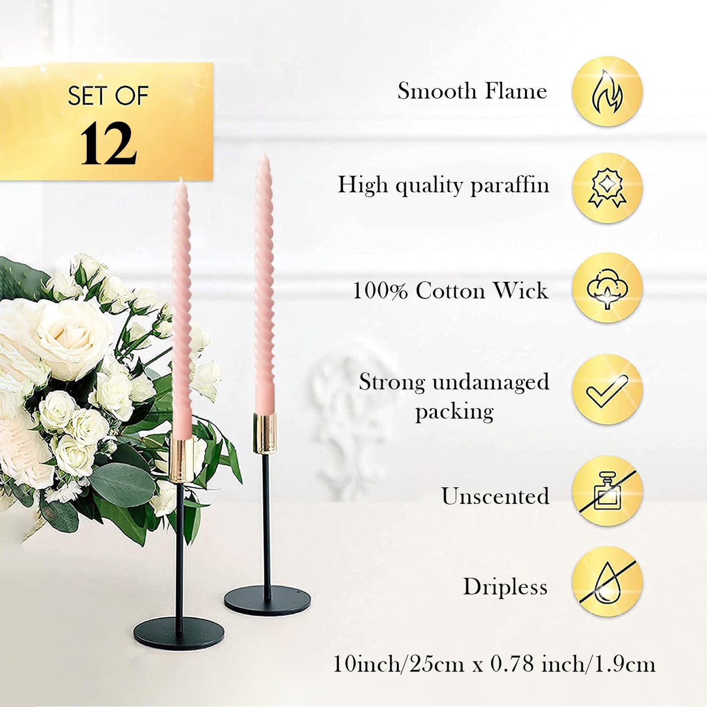 LPUSA Red Taper Candles Spiral Candle Sticks,Unscented Pastel Candle for Holiday,Wedding and Home Decoration,10inch,12 Pack(E-Gradient red)