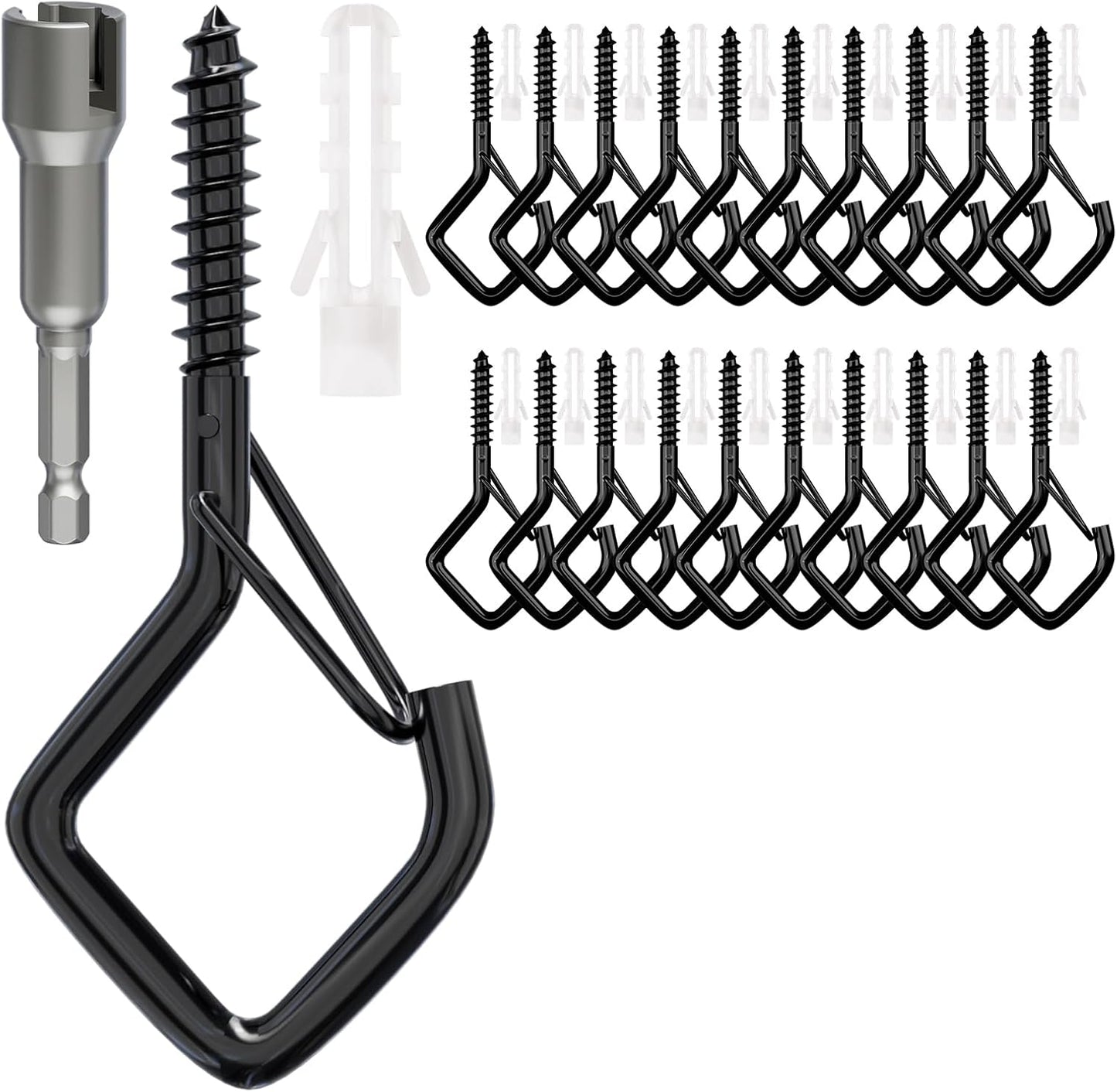coutnier 20 2.36 inches, PCS Screw Hooks with Safety Buckle, Heavy Duty Ceiling Hooks for Hanging Outdoor String