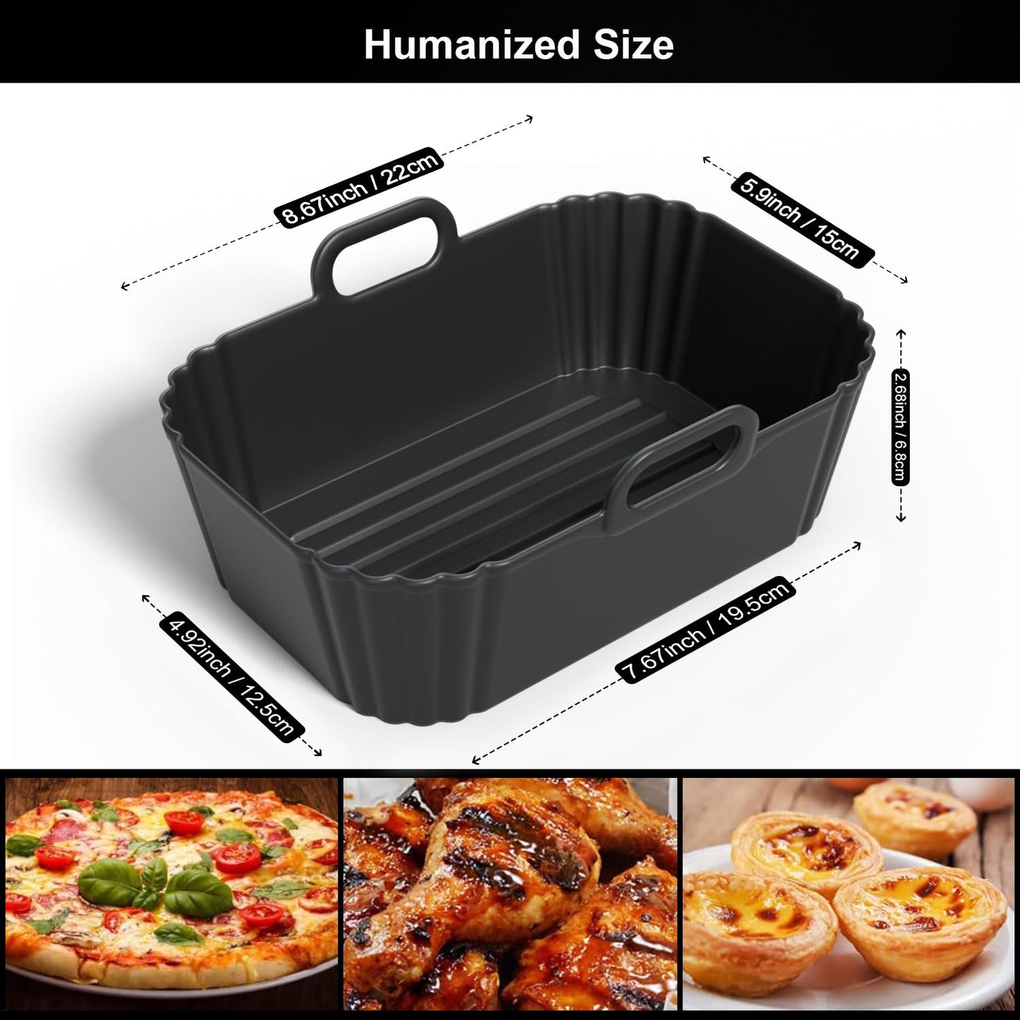 PINTAUR Silicone Air Fryer Liners 2 Pack, Reusable Liners Compatible for Ninja Foodi DZ201, DZ401, DZ550, COSORI, Chefman, Instant Air Fryer, and 6-in-1 8-10QT Air Fryer Baskets