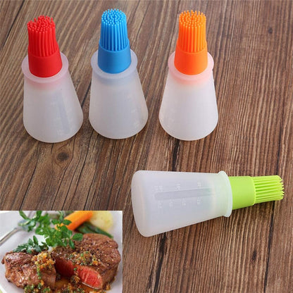 AKOAK 1 Pack Environmentally Friendly Silicone Flat-Bottomed Barbecue Oil Bottle Brush for Kitchen Baking and Cooking