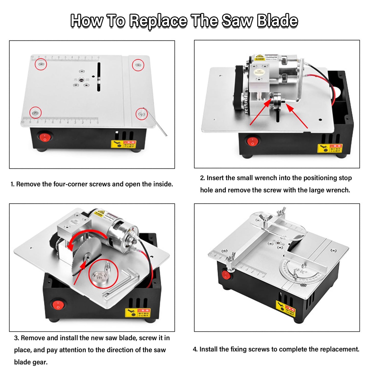 Precision Mini Electric Table Saw, DIY Hobby Handmade Woodworking Bench Cutting Machine Adjustable Cut Depth Small Desktop Saw for Miniature Wood Craft (Regular style)