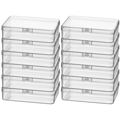 Thintinick 12 Pack Rectangular Clear Plastic Storage Containers Box with Hinged Lid for Beads and Other Small Craft Items (4.5 x 3.3 x 1.1 inch)
