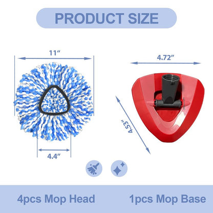 Mop Head Replacement, Spin Mop Replacement Head, Include 4pcs Mop Replace Heads, 1 Extra Mop Base Replacement, Washable, Flexible & Reusable