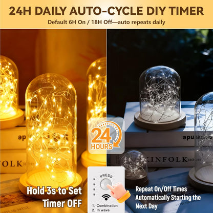 Skiennix 120L Twinkle Lights - 16FT 50LED Rechargeable Fairy Lights with DIY Timer & 8 Modes