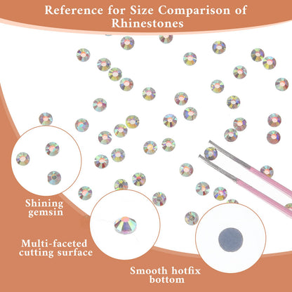 20000 Pcs SS10 Hotfix Rhinestones Bulk Crystal AB Round Iron on Flatback Glass Gems for Bedazzling DIY Crafts Clothes Shoes Supplies Decoration 2.7-2.8mm