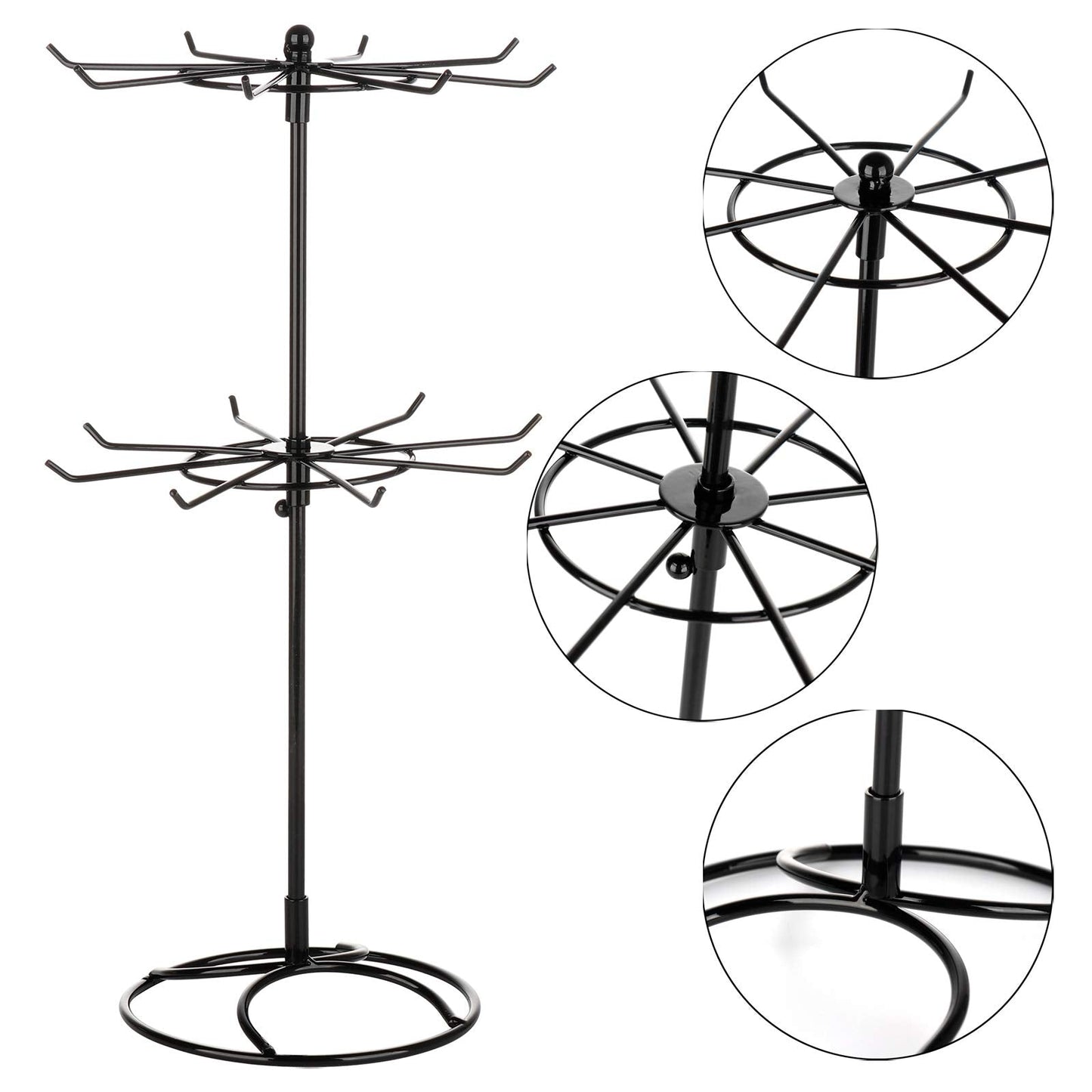 2 Tier Jewelry Display Holder,Retail Spinner Display Stand,Rotating Bracelet Storage Rack,Dressing Table,Black