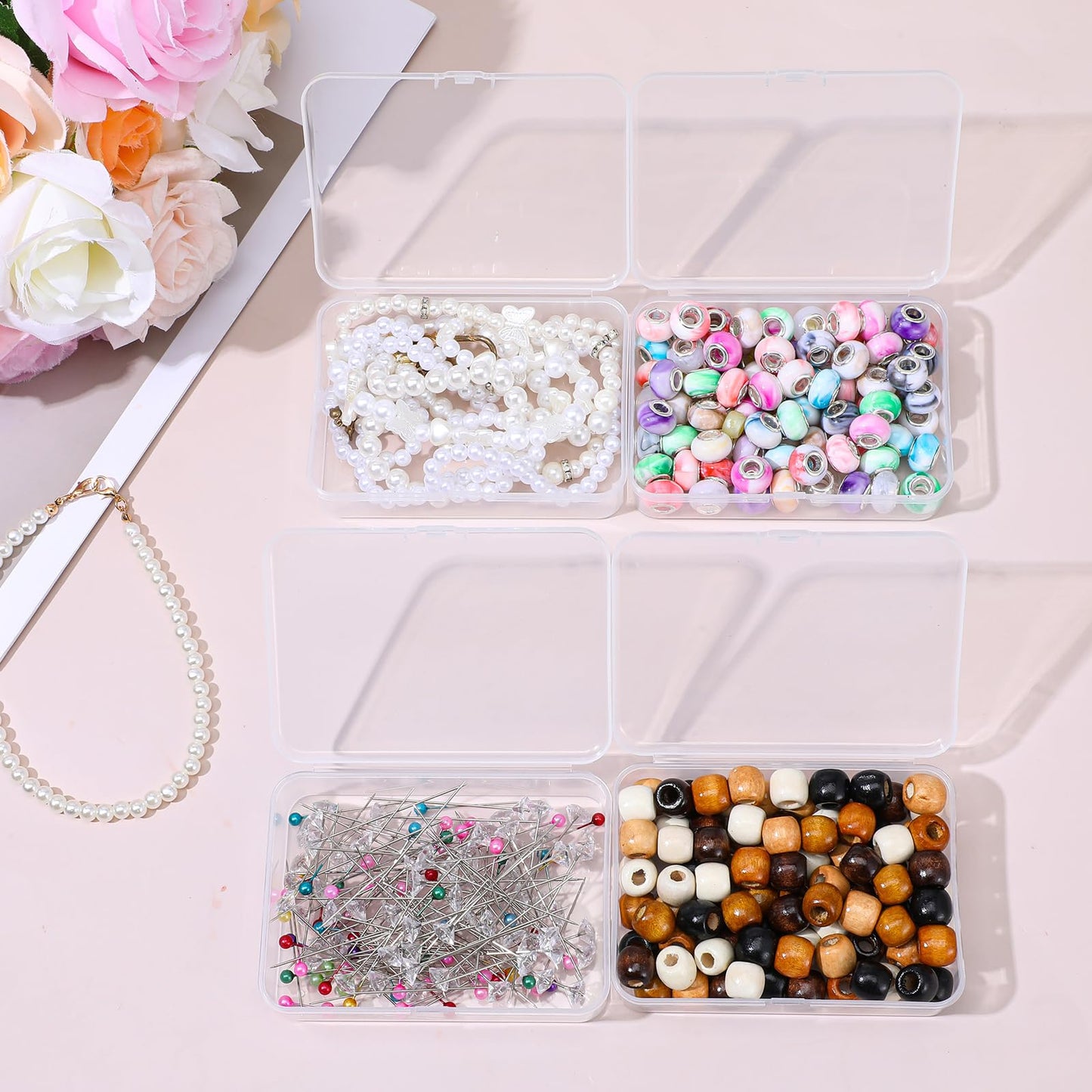 30 Pcs Small Plastic Containers with Lids, 4.13"×2.95"×0.98"Mini Plastic Clear Bead Storage Containers Case Rectangular Craft Storage Boxes with Lids for Jewelry Beads Craft Hardware Pins