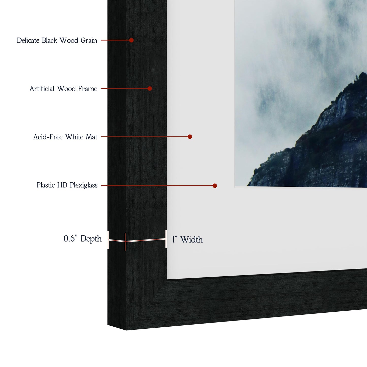 XXBANZHUAN 16x16 Square Picture Frame 3 Pack, Solid Real Wood Grain, Displays 12x12 with Mat or 16x16 Without Mat, Wall Gallery Poster Frames, Black