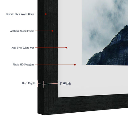 XXBANZHUAN 16x16 Square Picture Frame 3 Pack, Solid Real Wood Grain, Displays 12x12 with Mat or 16x16 Without Mat, Wall Gallery Poster Frames, Black