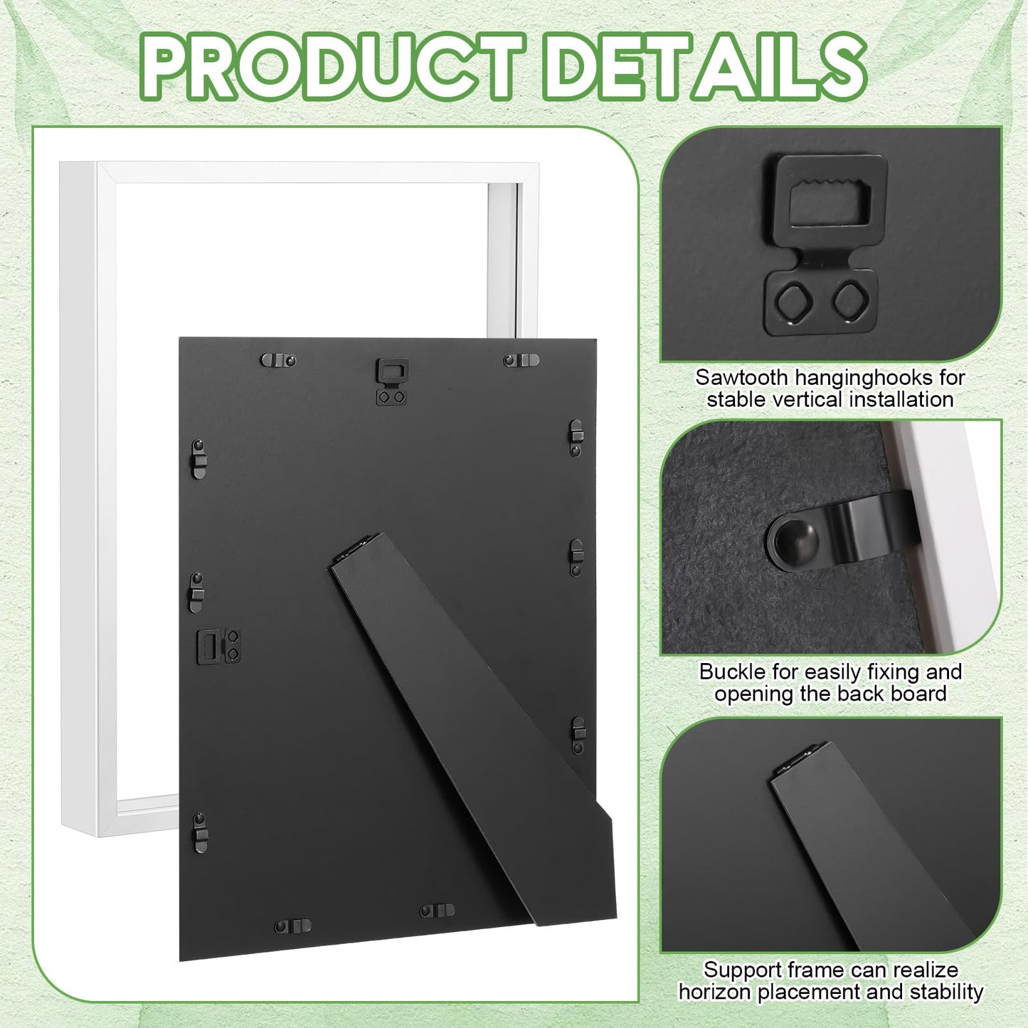 Tuanse 3 Pcs 11 x 14 inches Shadow Box Frame Deep Shadow Display Boxes Cases Picture Display Case for Wall and Tabletop DIY Craft Memorabilia Wedding Memories Tickets and Photos(White)