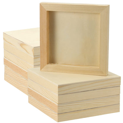 JOIKIT 20 Pack 5 x 5 Inch Wood Canvas Panels, 0.86cm Thick Wooden Canvas Board Unfinished Wood Cradled Painting Panel Boards, Artist Wooden Canvases for Burning, Pouring, String Art, Crafts
