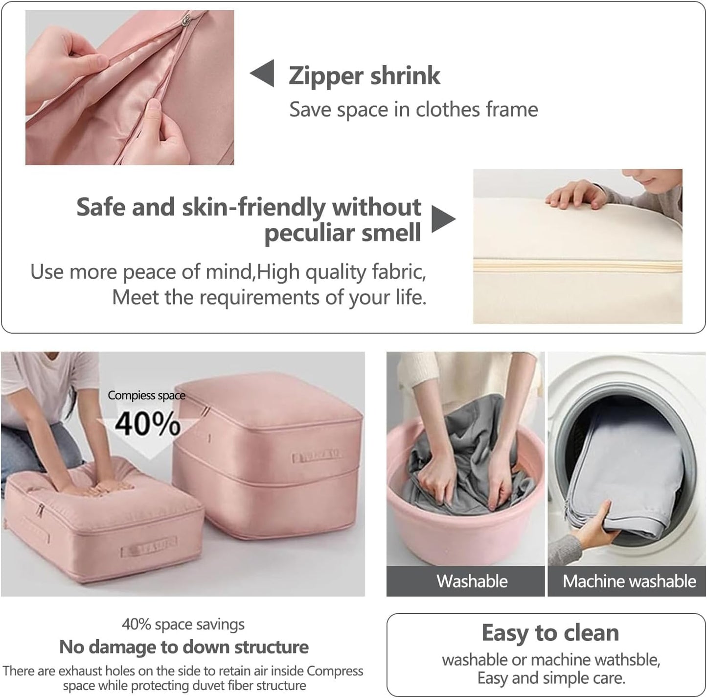 Ultra Space Saving Self Compression Organizer Bags | Heavy Duty Moving Bags for Comforters, Clothes, Blankets (Khaki, L)