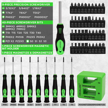 SWANLAKE 86-Piece Magnetic Screwdriver Set - Mini Precision Slotted, Phillips & Torx Bits with Sturdy Toolbox