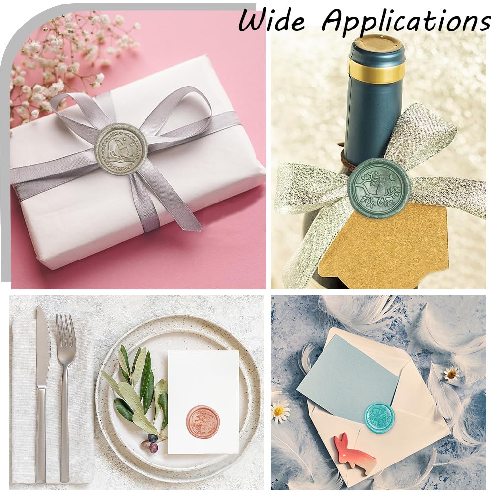 CRASPIRE 4 Styles Cat Wax Seal Stamp Head Animal 25mm Removable Brass Head Set with 1Pcs Wooden Sealing Stamp Handle for Wedding Birthday Envelopes Invitations Gift Packing Wrap Decoration