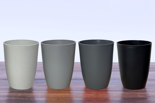 LuckyZone Wheat Straw Reusable Cup (12 oz) - Unbreakable Drinking Glasses Sets of 4 - Dishwasher Safe Tumbler - Lightweight, BPA Free and Eco friendly (4Pcs/Gray Series)