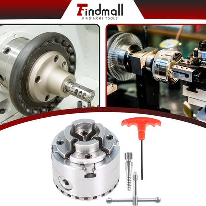 Findmall 2-3/4 Inch 4 Jaw Self-Centering Keyed Lathe Chuck Set Wood Lathe Chuck with 1-Inch x 8TPI Thread