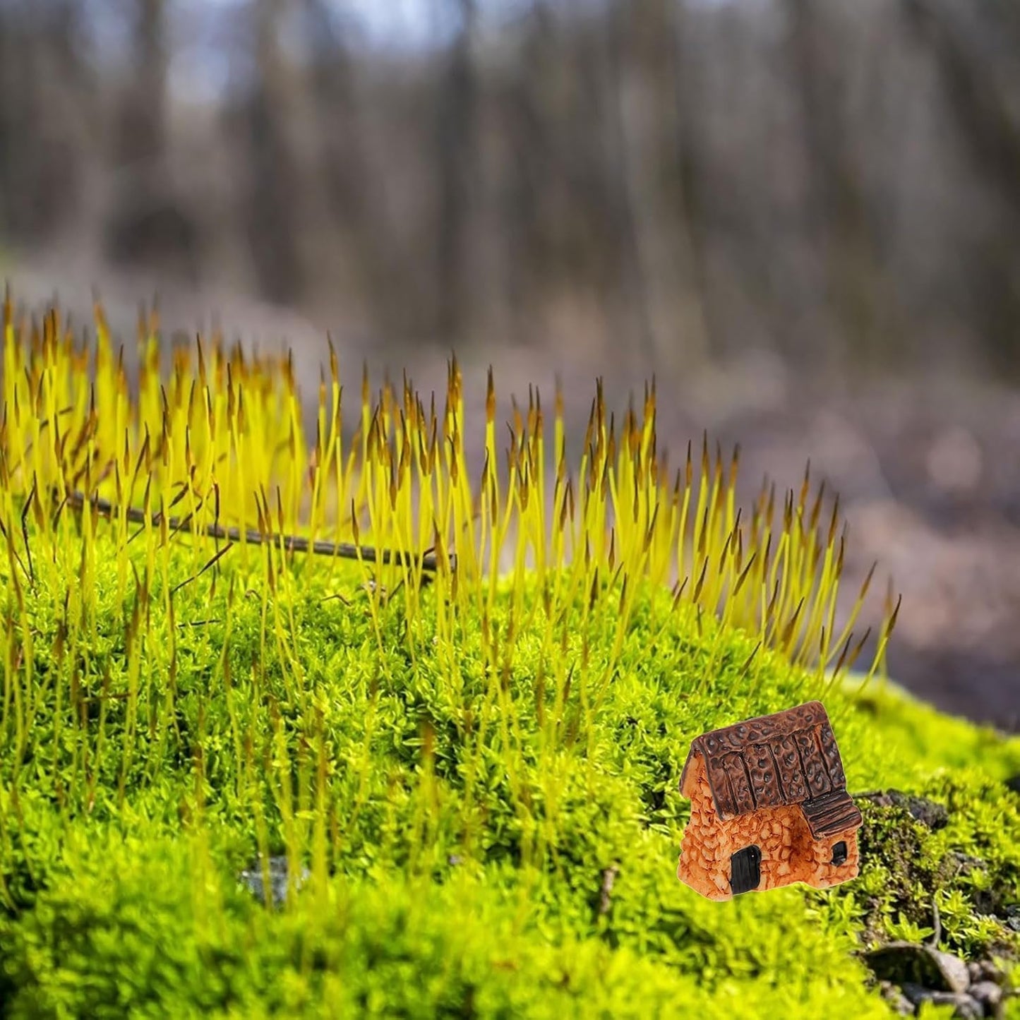 WINOMO 4PCS Miniature Gardening Landscape Micro Village Stone Houses, Thumbnail House Thatched Huts for Fairy Garden