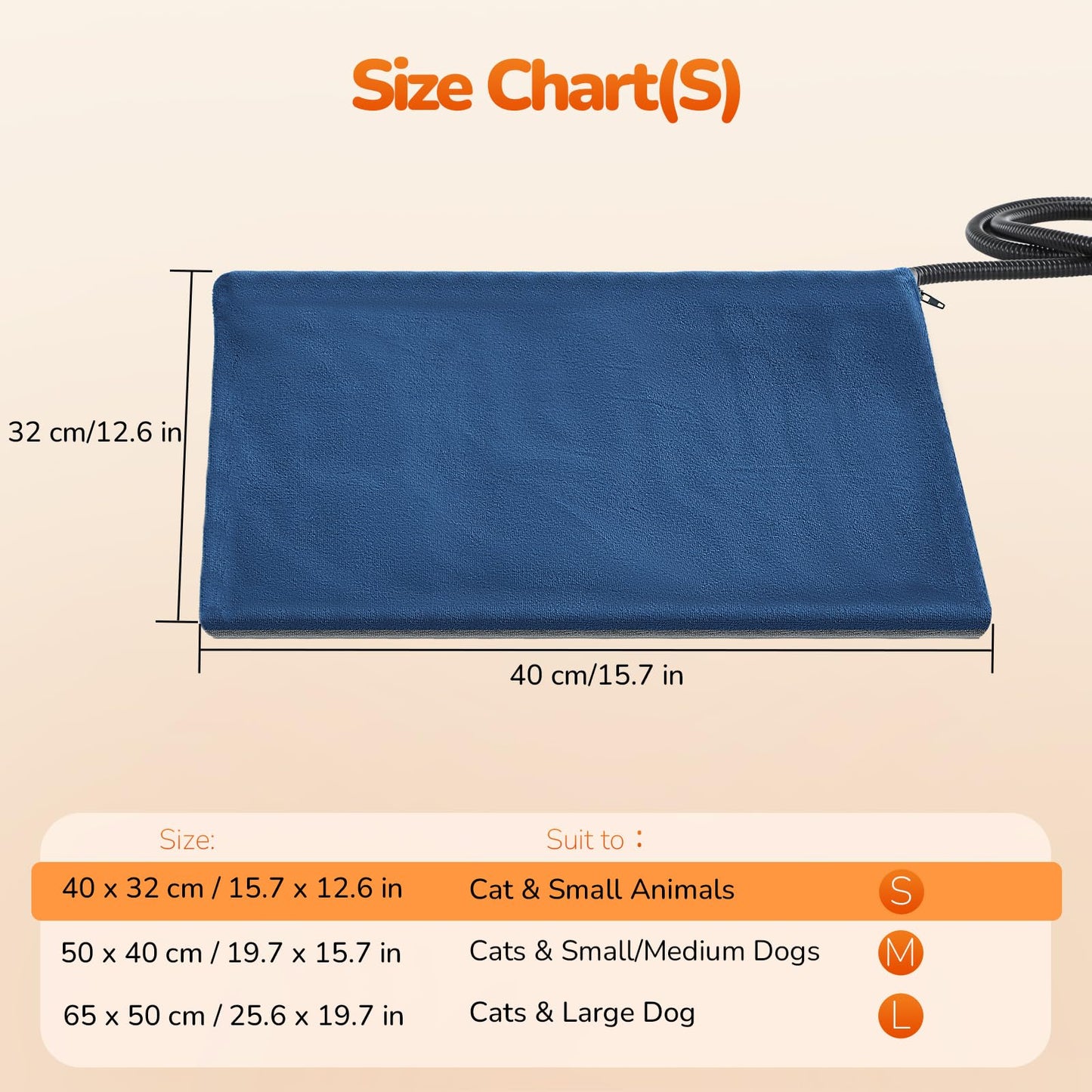 Pecute Cat Heating Pad Indoor, 6 Adjustable Temperature with Timer, Dog Heating Pad with Dual-Resistant Cable, Waterproof Layer, Heated Cat Bed Mat Blanket, Electric Pet Heated Pads for Cats Dogs