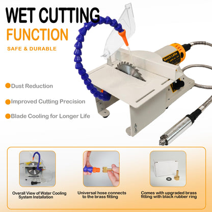 Lapidary Saw Machine for Crafts Multifunctional Lapidary Equipment 110V 750W Wet Saw Mini Table Kit for Cutting Rock & Polishing Jewelry Gemstone Woodworking Carving