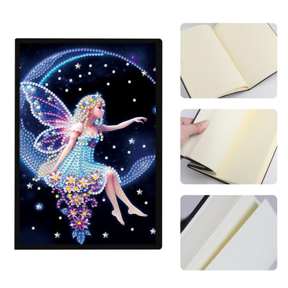 JISHSHAY 2 PCS Diamond Art Notebook Journal Fairy Elf Diamond Painting Note Book Gem Art Sketchbook Mosaic Kits for Adults Diary Gem Painting Leather Journal A5 Notebook with Special Shaped Drills