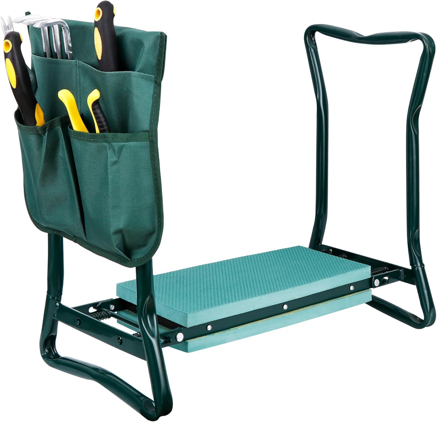 Pouch,1 Set HomGarden Upgraded Folding Garden Kneeler Seat Bench Stool w/Thicken & Widen Soft Kneeling Pad, Portable
