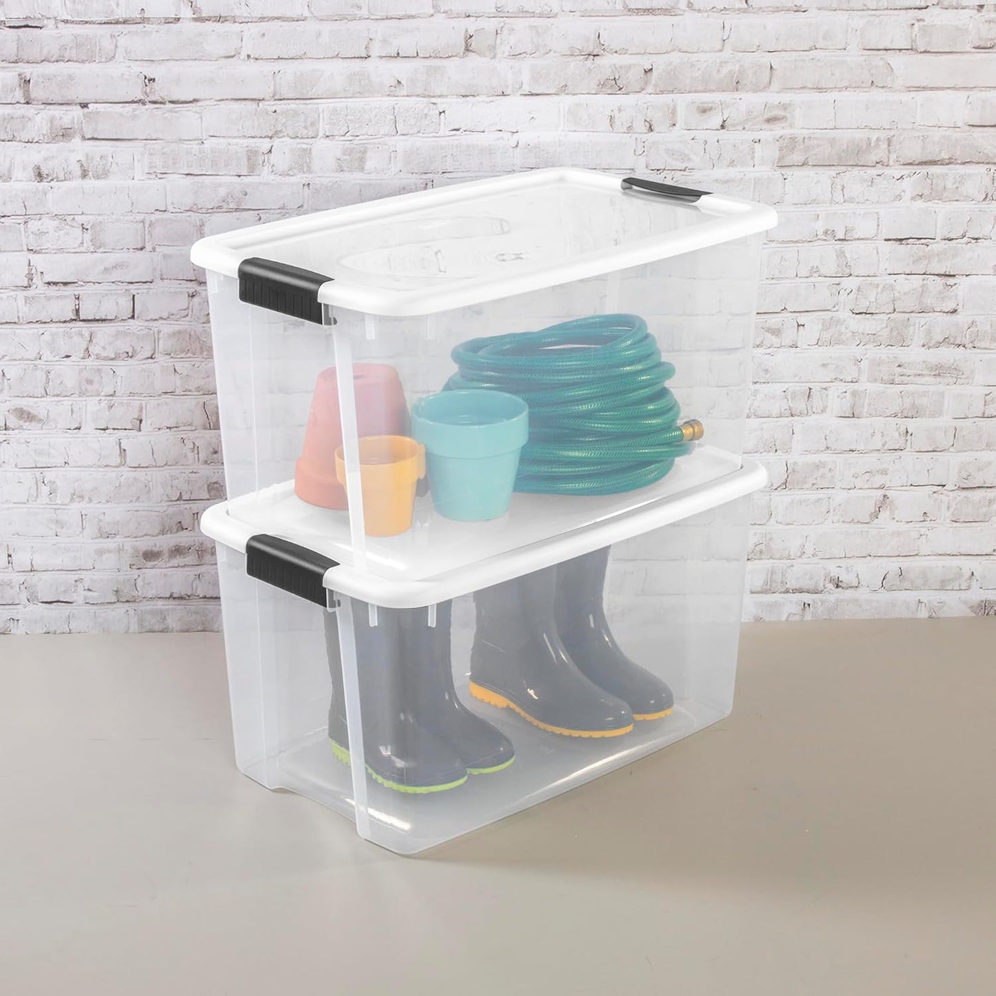 Sterilite 16-Pack Ultra Latching Storage Bins - Clear Plastic 70 Quart Organizing Containers for Home & Office