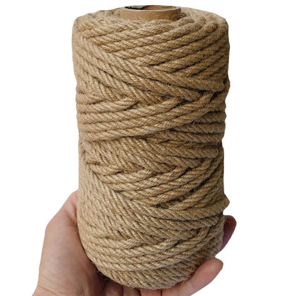 ILIKEEC 6mm Jute Twine, 164 Feet Braided Jute Rope, Heavy Duty and Thick Twine Rope for DIY Artwork, Bundling, Home Decor, Gardening Applications (6MM 164FT)