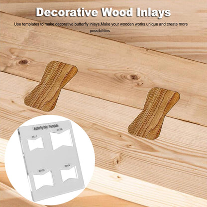 Butterfly Inlay Template Acrylic Woodworking Decoration Router Jig for Furniture Repair Precise Cut Clip (Butterfly Inlay Template)