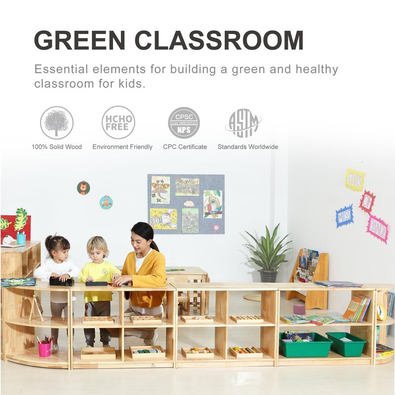 KRAND Corner Montessori Shelf 3-Tier Storage Bookcase – Kids Organizer for Toys, Books, Arts & Crafts Supplies, Ideal Toddler Furniture for Nursery, Preschool & Daycare